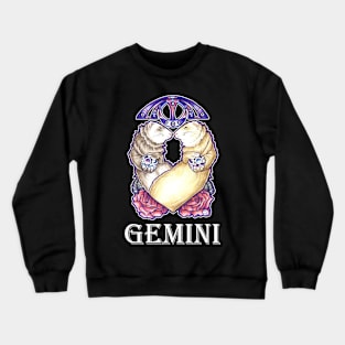 Ferret Gemini Zodiac Sign - With Zodiac Name - White Outlined Version Crewneck Sweatshirt